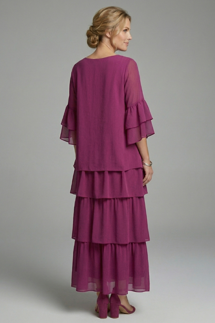 Genevieve Hartwell | Tiered Chiffon Maxi Dress For Women