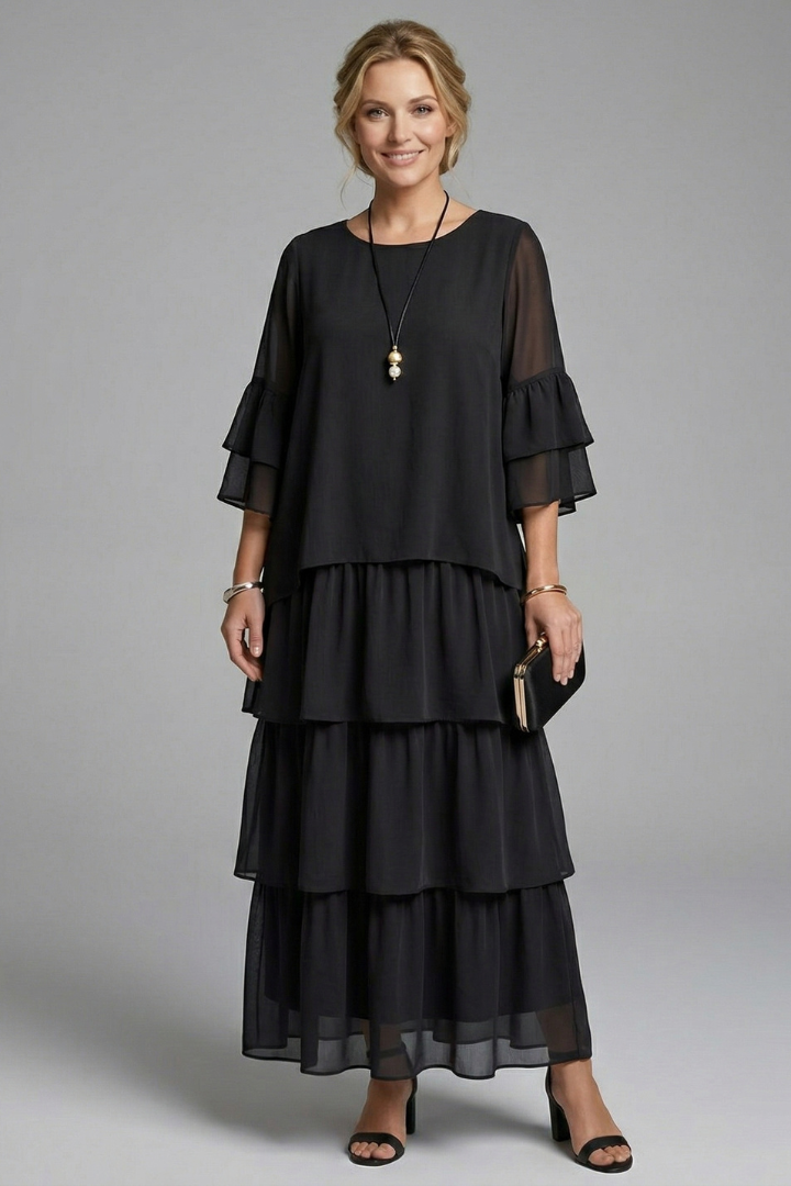 Genevieve Hartwell | Tiered Chiffon Maxi Dress For Women