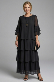 Genevieve Hartwell | Tiered Chiffon Maxi Dress For Women
