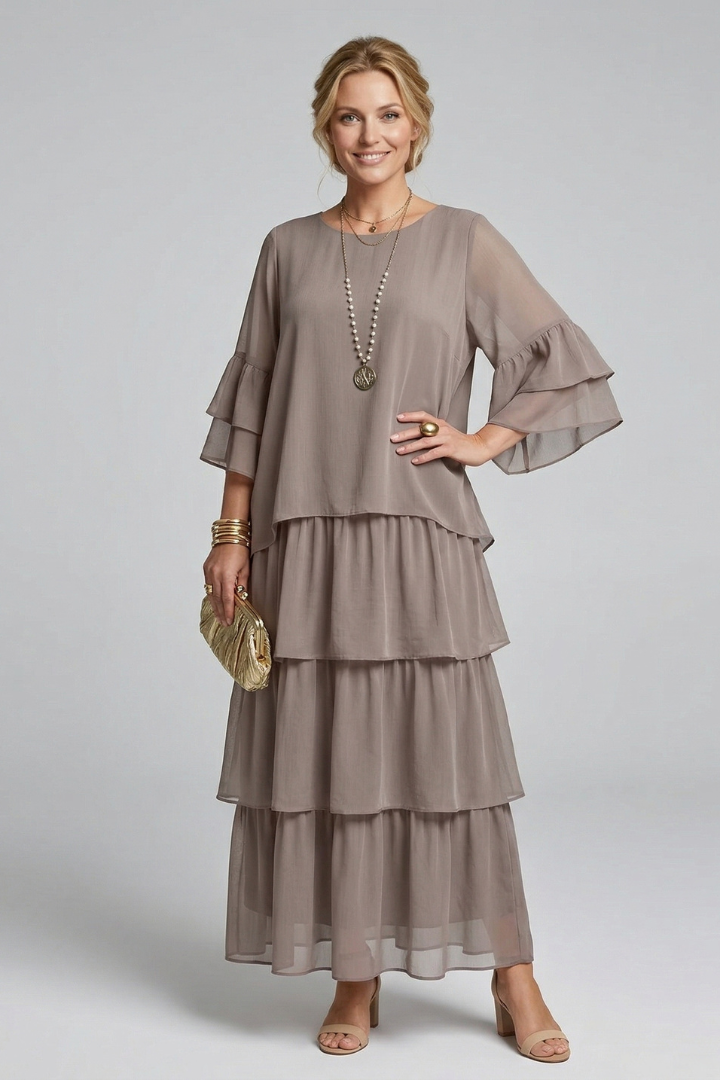 Genevieve Hartwell | Tiered Chiffon Maxi Dress For Women