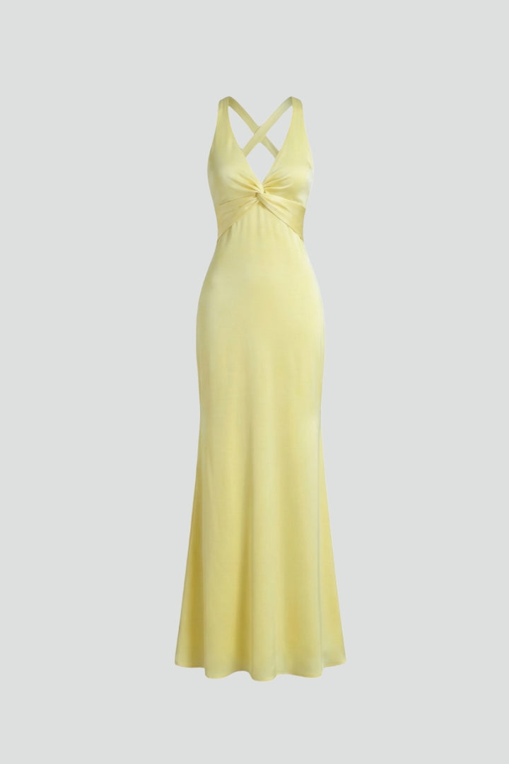 Elena Rossi | Elegant Yellow Maxi Dress For Women