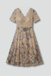Aurélie Beaumont | Embroidered Lace Midi Dress For Women