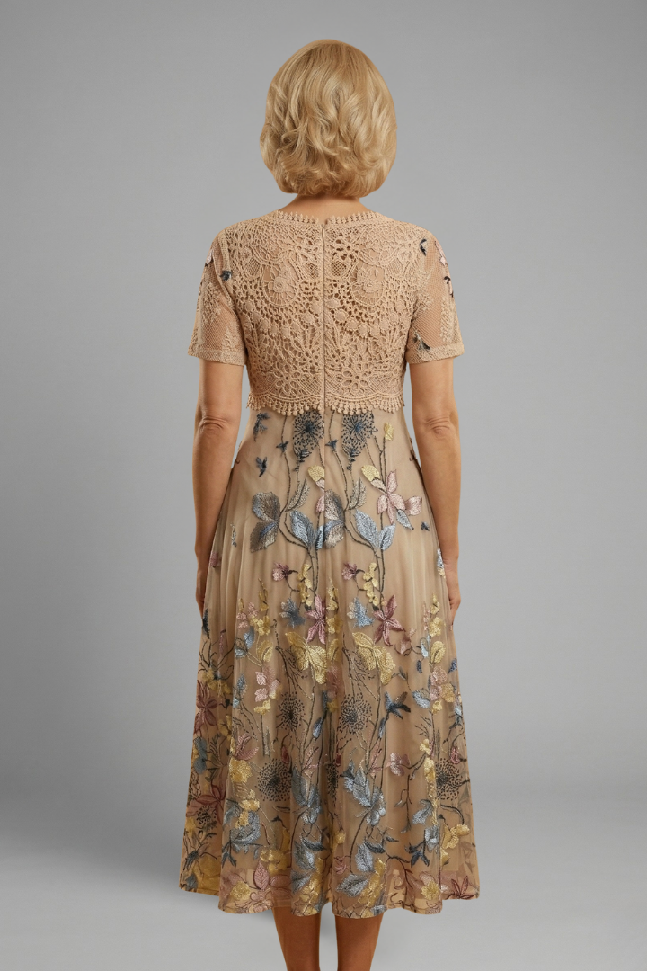 Aurélie Beaumont | Embroidered Lace Midi Dress For Women