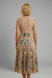 Aurélie Beaumont | Embroidered Lace Midi Dress For Women