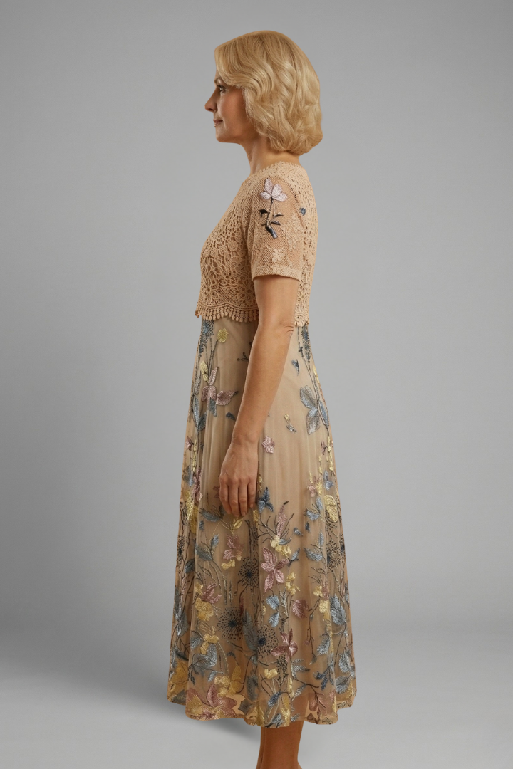 Aurélie Beaumont | Embroidered Lace Midi Dress For Women