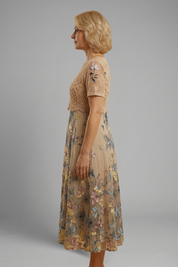 Aurélie Beaumont | Embroidered Lace Midi Dress For Women