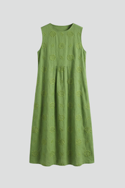 Lucienne Hartley | Embroidered Linen Midi Dress For Women