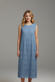Lucienne Hartley | Embroidered Linen Midi Dress For Women