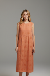 Lucienne Hartley | Embroidered Linen Midi Dress For Women