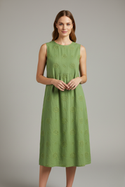 Lucienne Hartley | Embroidered Linen Midi Dress For Women