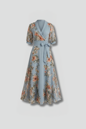 Camille Laurent | Floral Wrap Midi Dress For Women