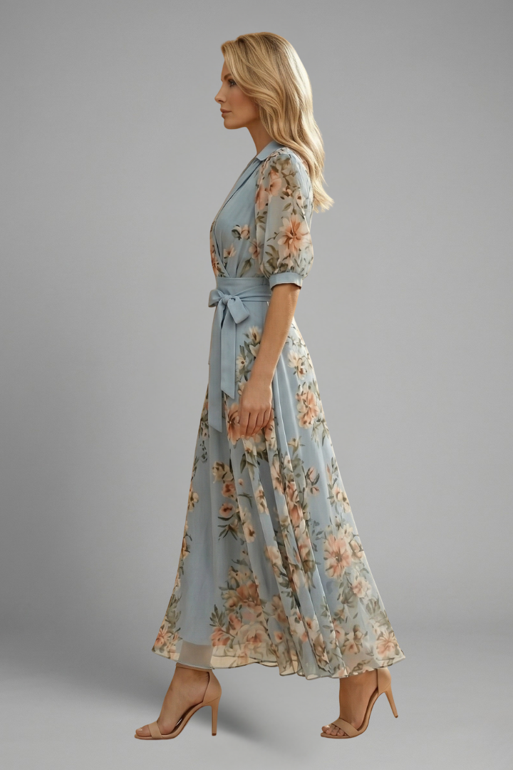 Camille Laurent | Floral Wrap Midi Dress For Women
