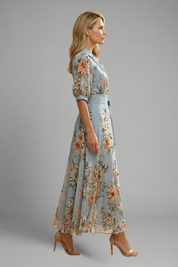Camille Laurent | Floral Wrap Midi Dress For Women