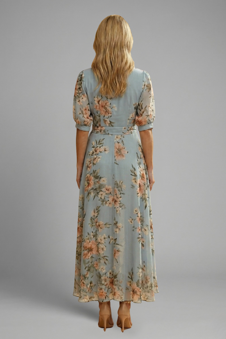 Camille Laurent | Floral Wrap Midi Dress For Women