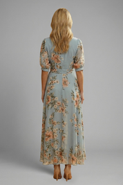 Camille Laurent | Floral Wrap Midi Dress For Women