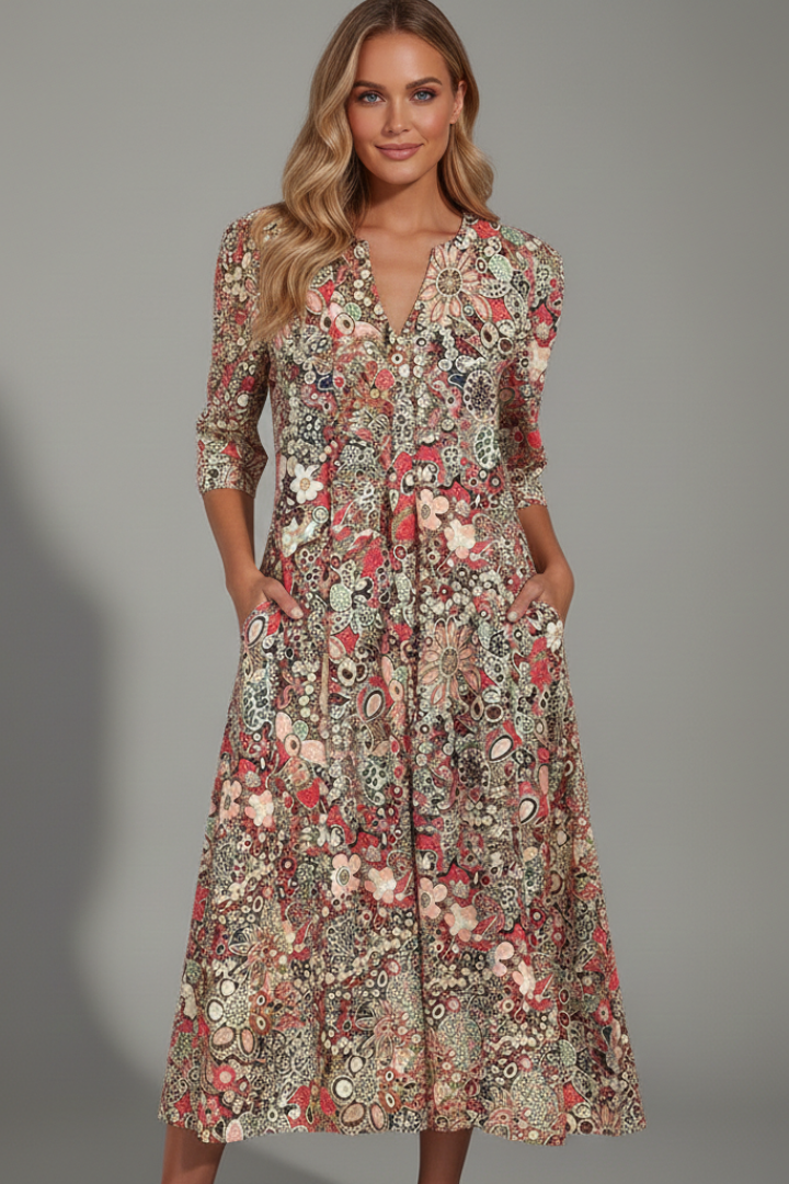 Vivienne Sinclair | Floral Midi Dress For Women