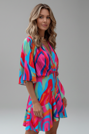 Vivienne Moreau | Colourful Printed Mini Dress For Women
