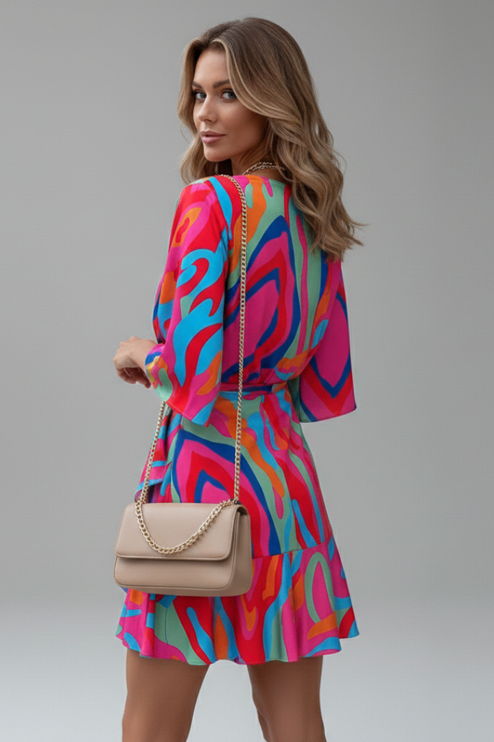 Vivienne Moreau | Colourful Printed Mini Dress For Women