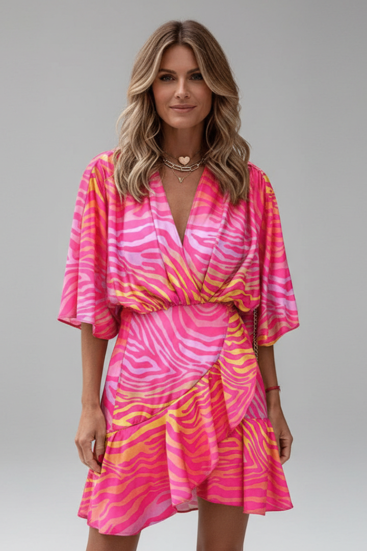 Vivienne Moreau | Colourful Printed Mini Dress For Women