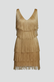 Vivienne Rossi | Gold Fringe Cocktail Dress For Women