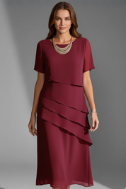 Arabella Monroe | Layered Chiffon Midi Dress For Women