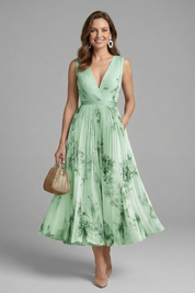 Arabella Fontaine | Floral Pleated Midi Dress For Women
