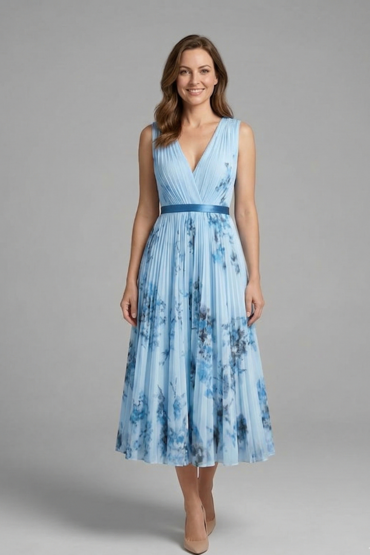 Arabella Fontaine | Floral Pleated Midi Dress For Women