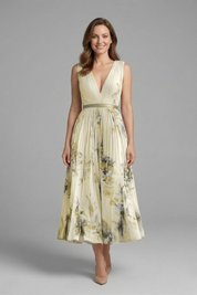 Arabella Fontaine | Floral Pleated Midi Dress For Women