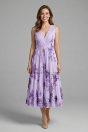 Arabella Fontaine | Floral Pleated Midi Dress For Women