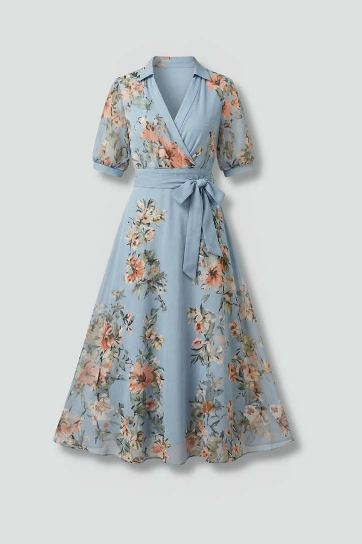 Emilia Whitmore | Floral Wrap Midi Dress For Women