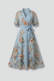 Emilia Whitmore | Floral Wrap Midi Dress For Women