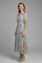 Emilia Whitmore | Floral Wrap Midi Dress For Women