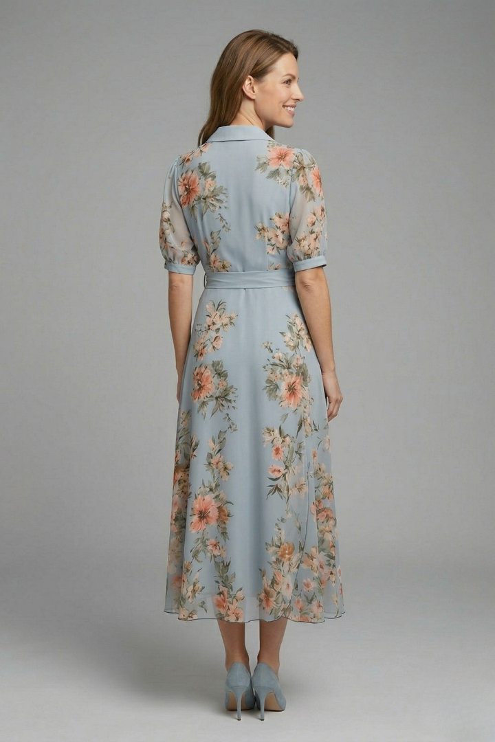 Emilia Whitmore | Floral Wrap Midi Dress For Women