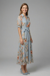 Emilia Whitmore | Floral Wrap Midi Dress For Women