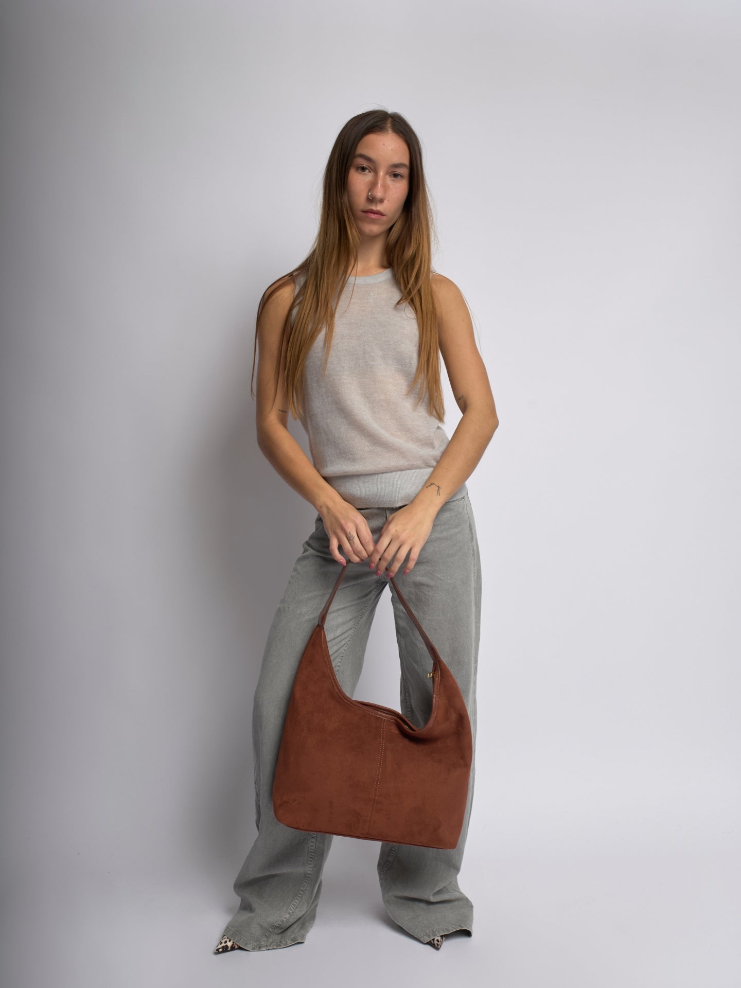 Nora Eclipse | Minimal Suede Hobo Shoulder Bag