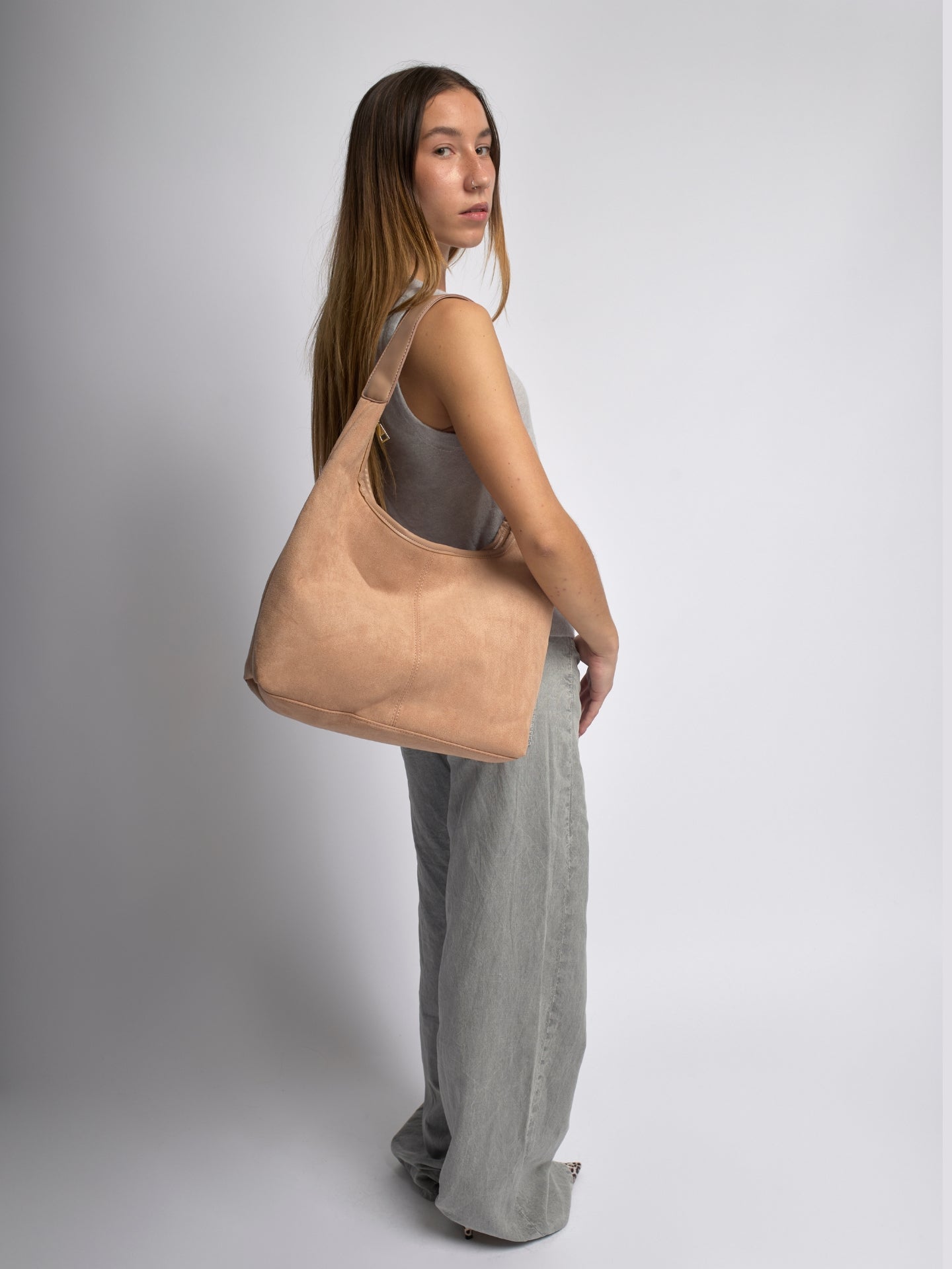 Nora Eclipse | Minimal Suede Hobo Shoulder Bag