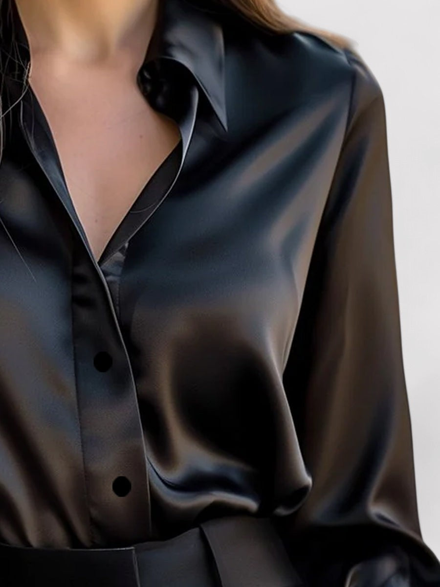 Brynna Gallagher | Satin Button Blouse For Women
