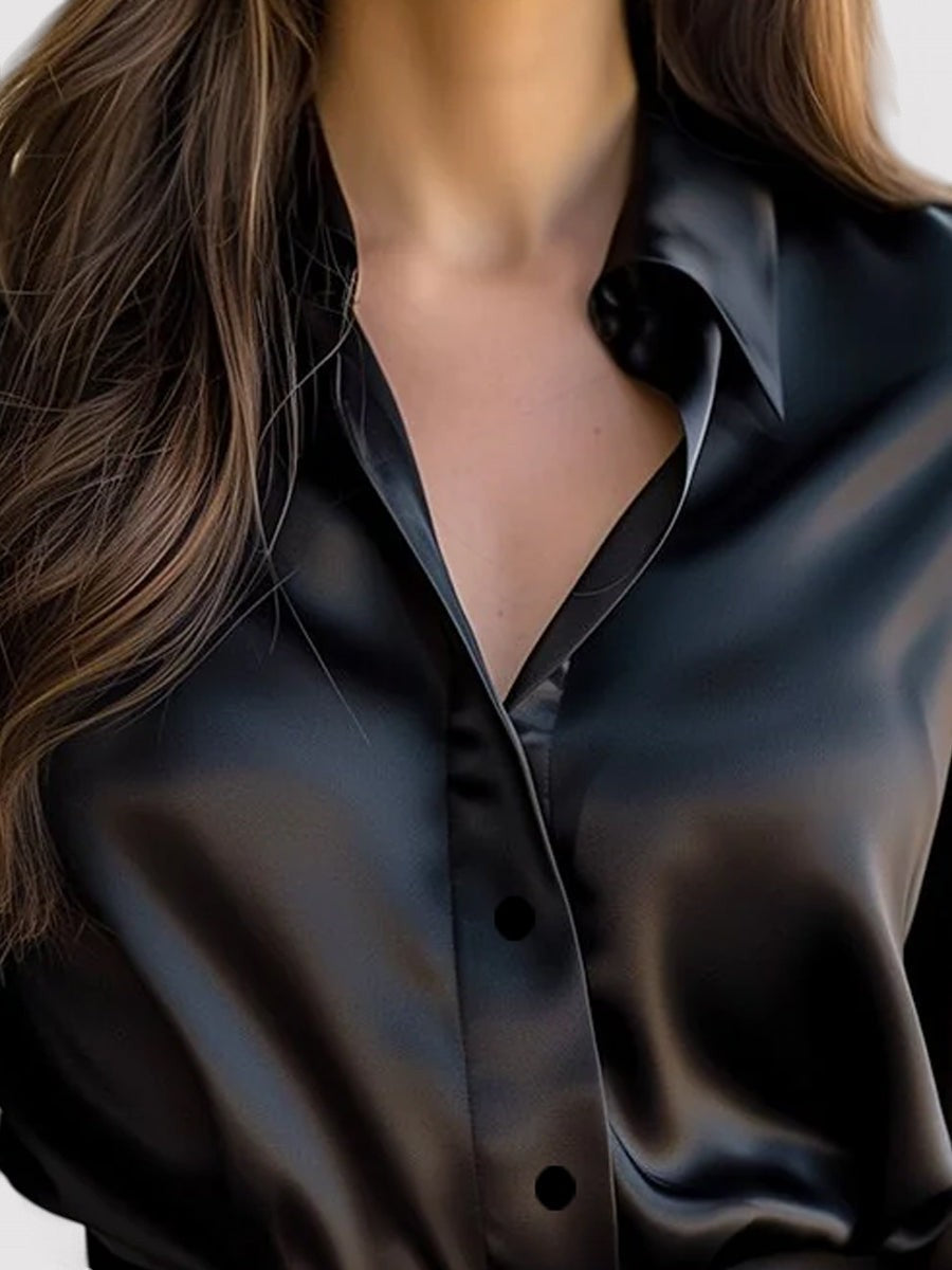 Brynna Gallagher | Satin Button Blouse For Women