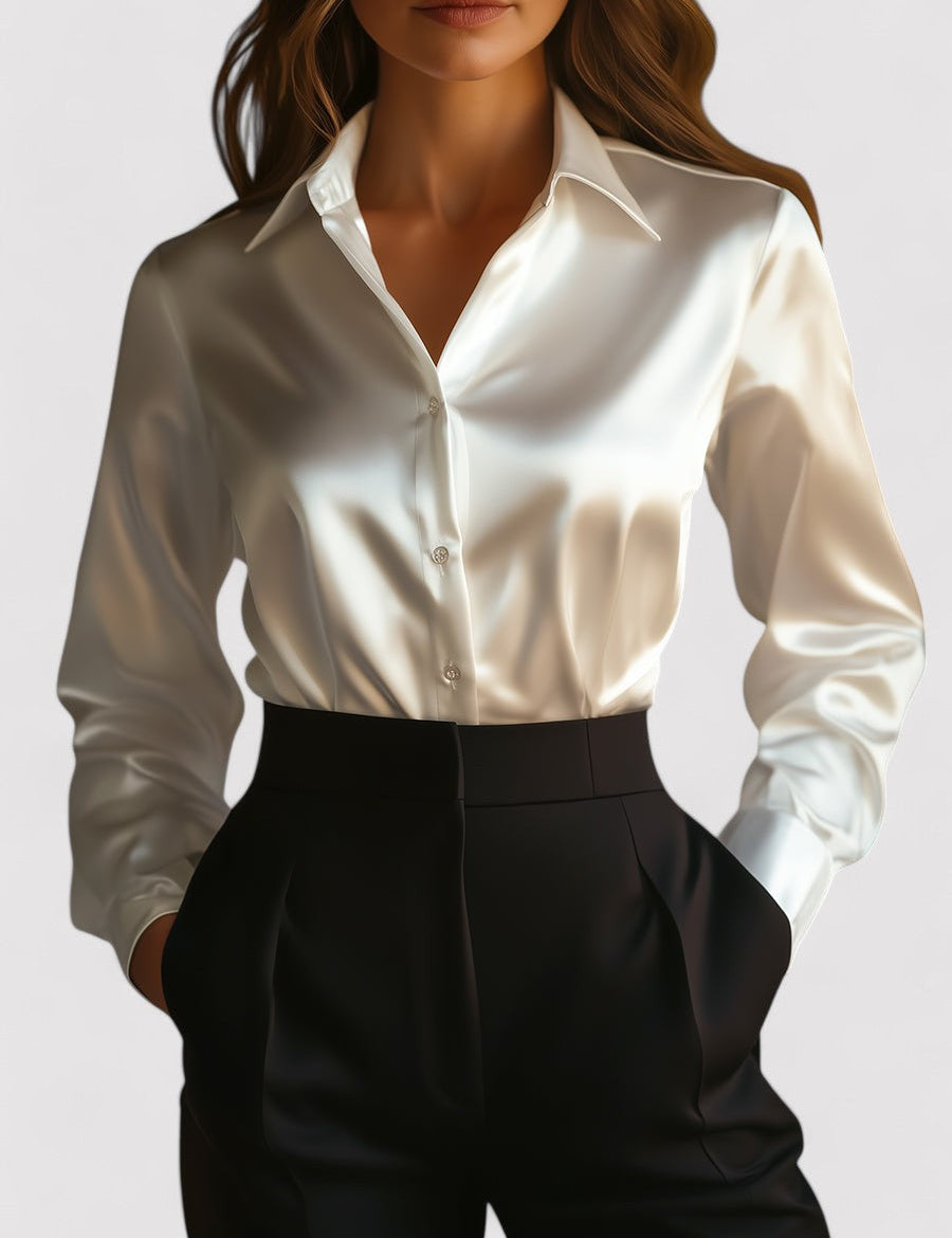 Brynna Gallagher | Satin Button Blouse For Women