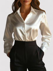 Brynna Gallagher | Satin Button Blouse For Women