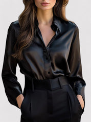 Brynna Gallagher | Satin Button Blouse For Women