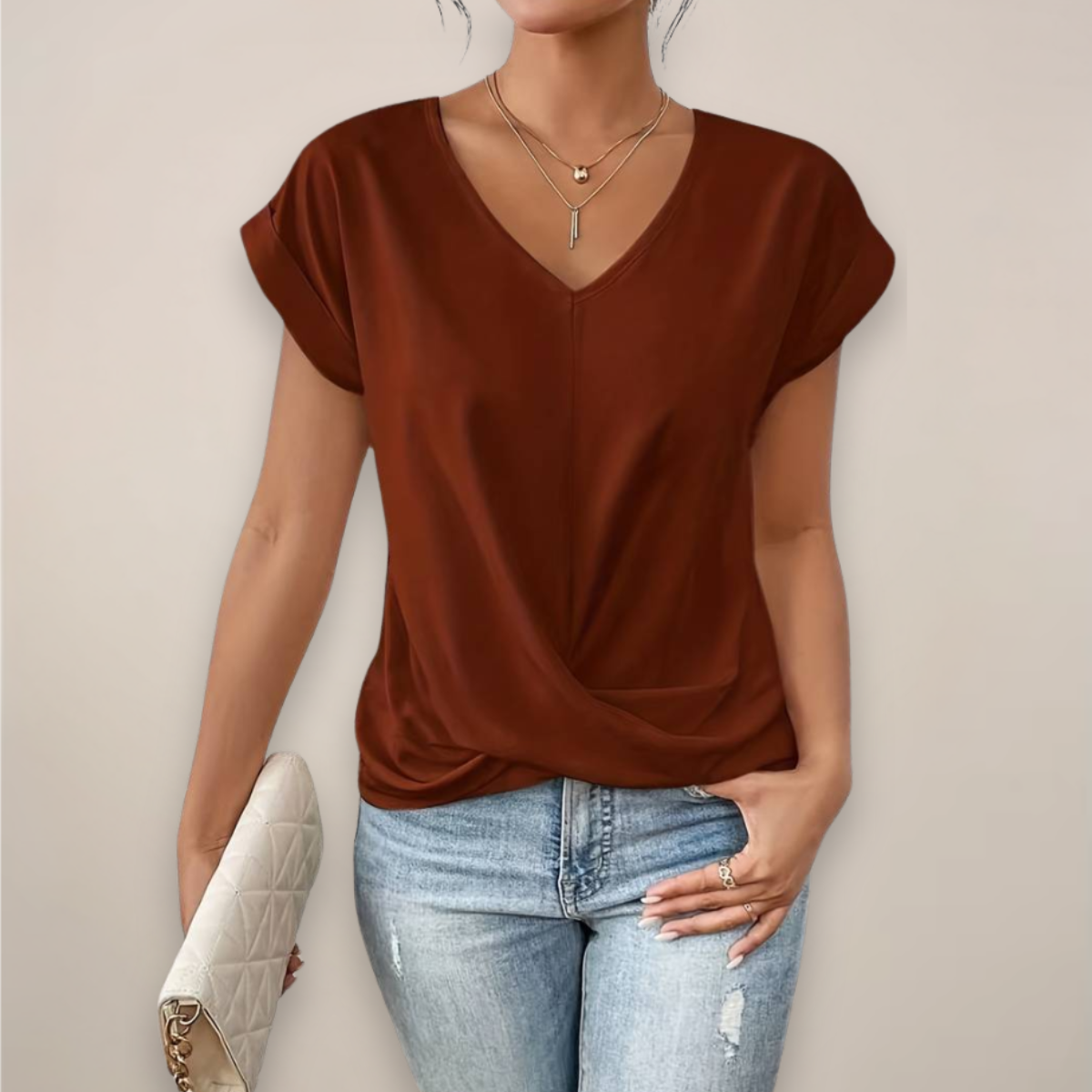Mariana Ellington | Draped V-Neck Top For Women