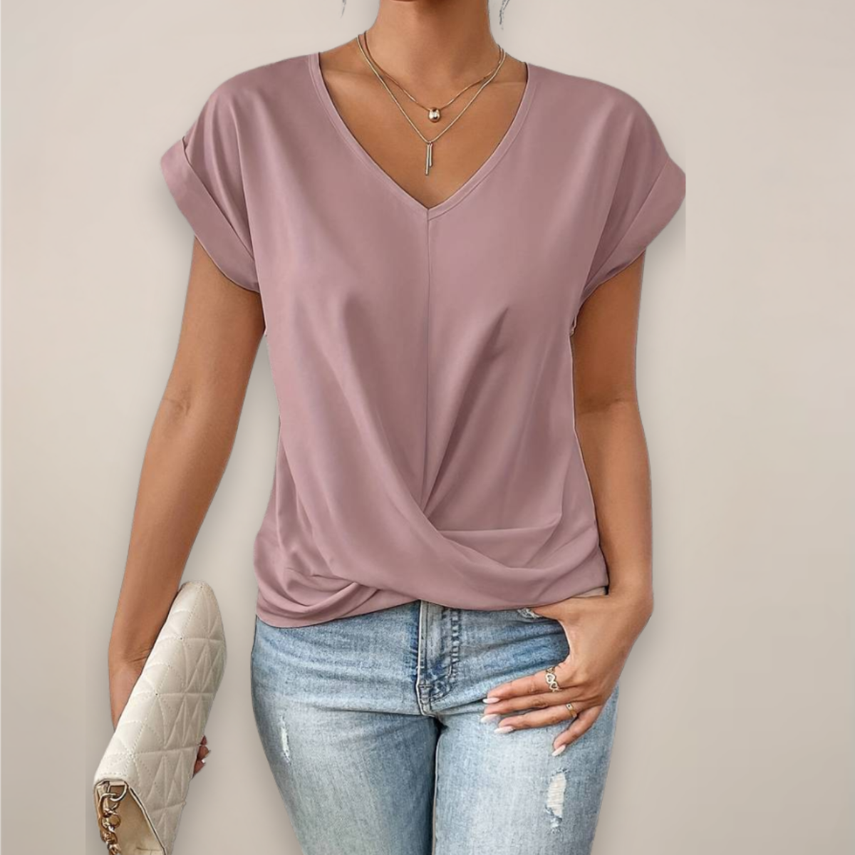 Mariana Ellington | Draped V-Neck Top For Women