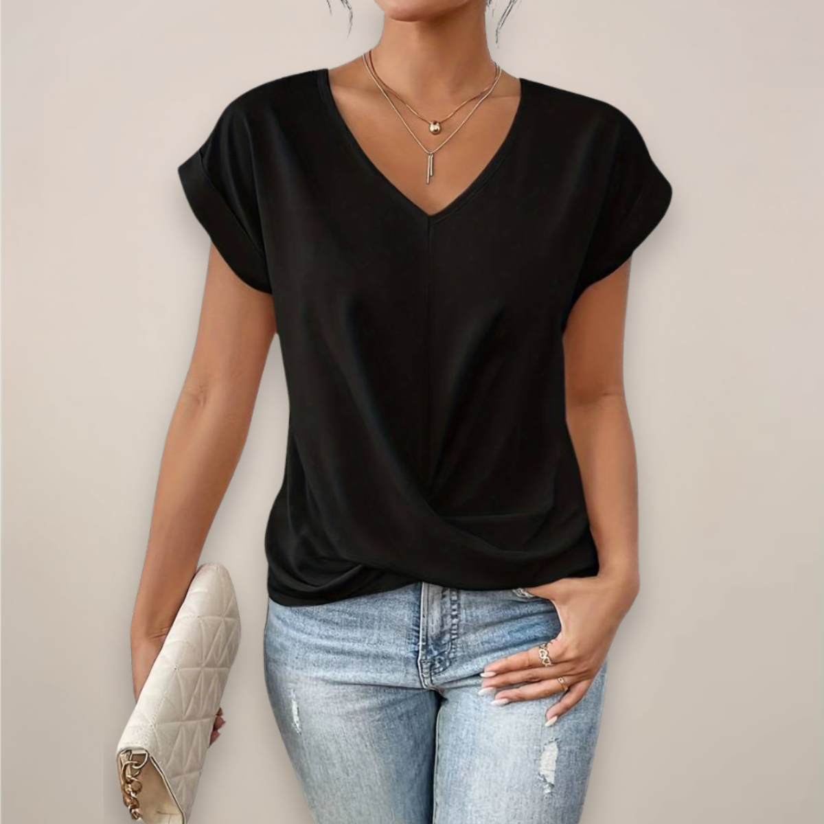 Mariana Ellington | Draped V-Neck Top For Women