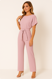 Laura Hightower | Belted Wide Leg Jumpsuit For Women