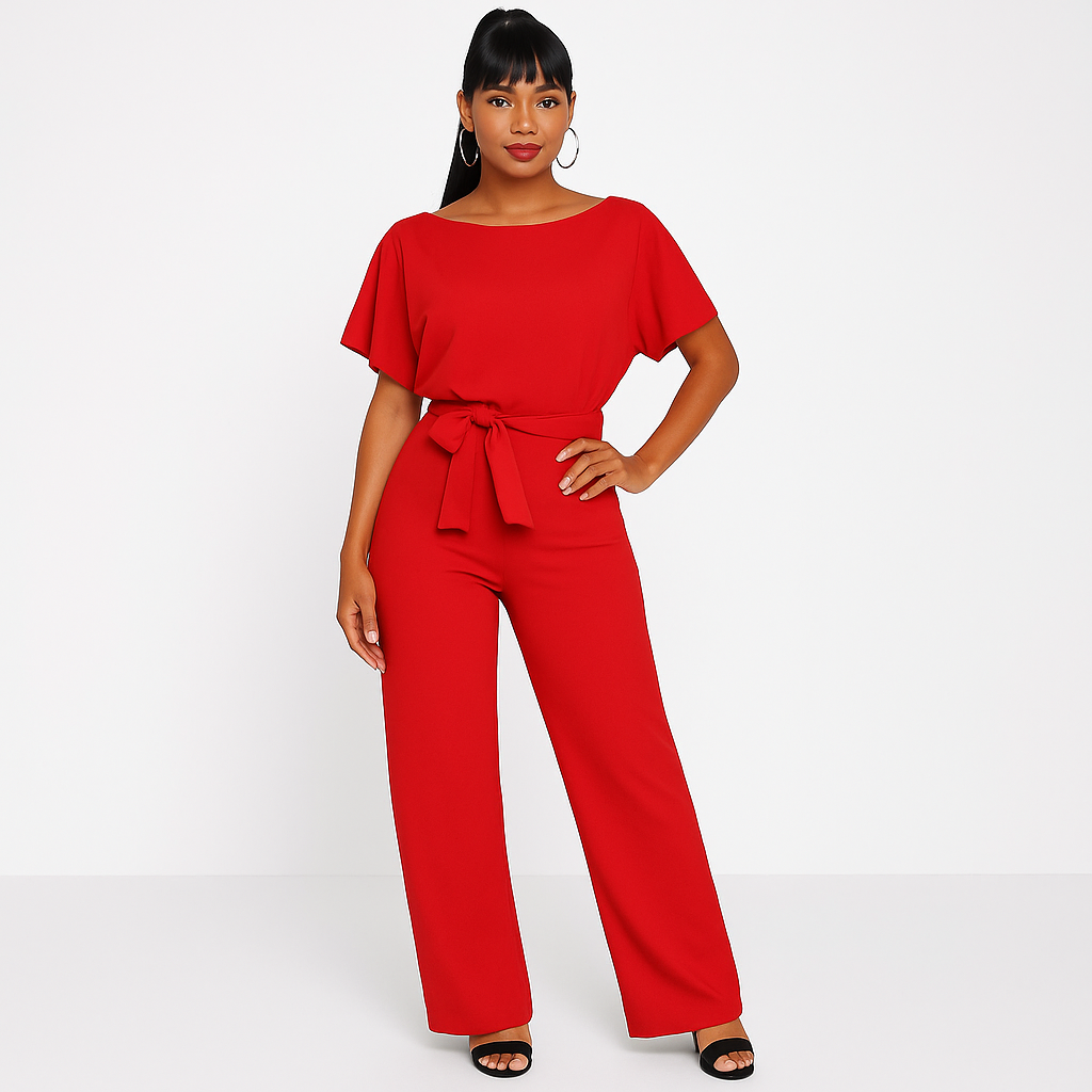 Laura Hightower | Belted Wide Leg Jumpsuit For Women