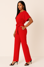 Laura Hightower | Belted Wide Leg Jumpsuit For Women