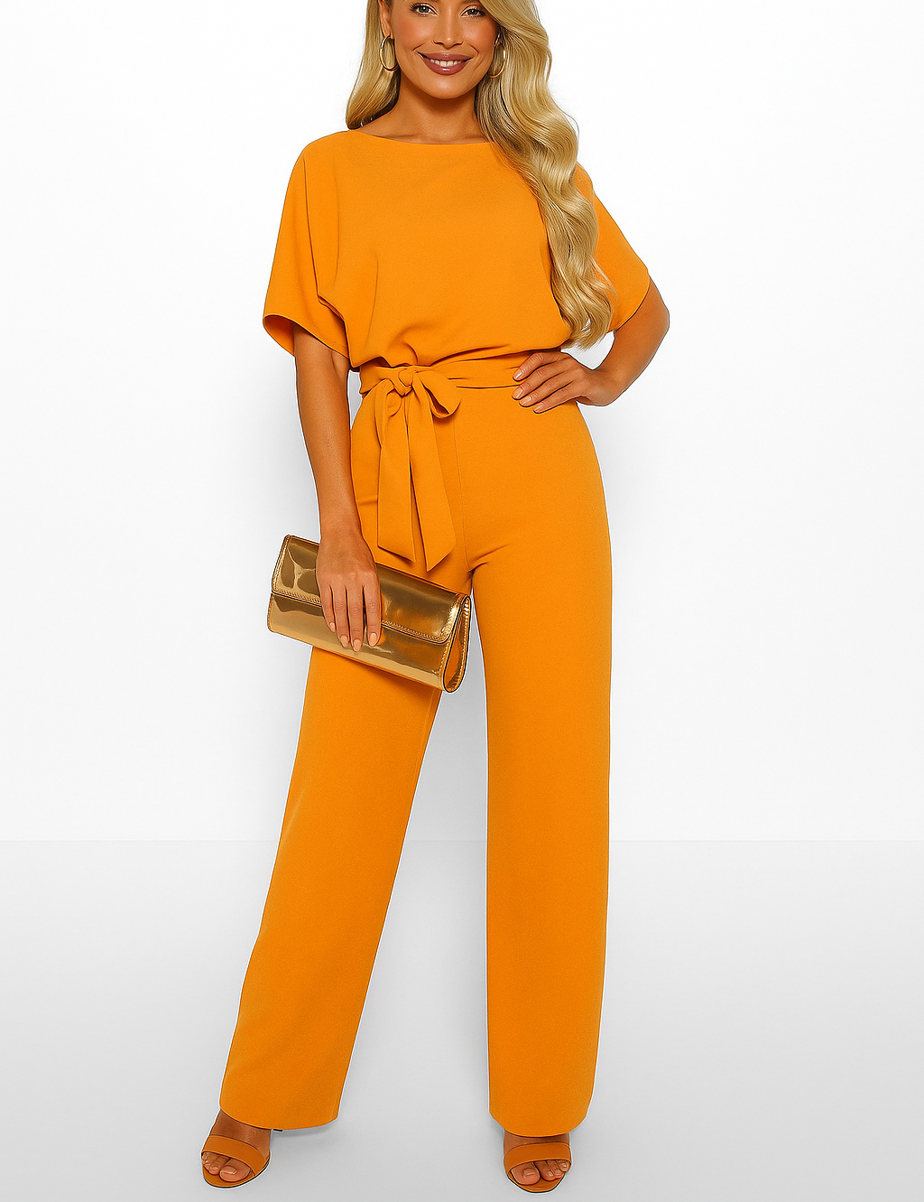 Laura Hightower | Belted Wide Leg Jumpsuit For Women