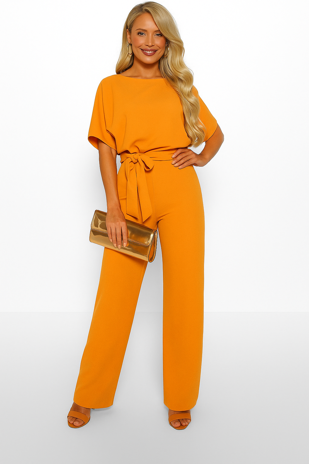 Laura Hightower | Belted Wide Leg Jumpsuit For Women