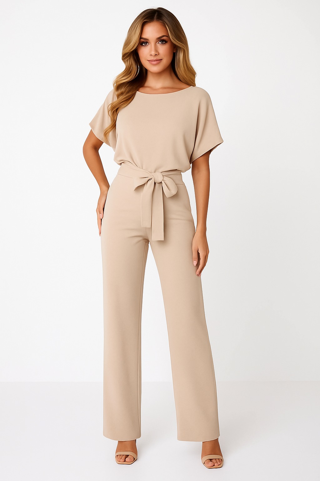 Laura Hightower | Belted Wide Leg Jumpsuit For Women